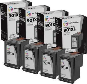 LD Products Remanufactured Ink Cartridge Replacement for HP 901 CC653AN (Black, 4-Pack)