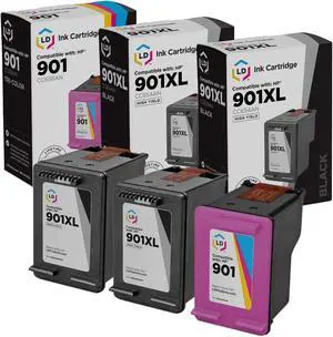 LD Products Remanufactured Ink Cartridge Replacement for HP 901 (2 Black, 1 Color, 3 Cartridge Pack) LD Products Remanufactured Ink Cartridge Replacement for HP 901 (2 Black, 1 Color, 3 Cartridge Pack)