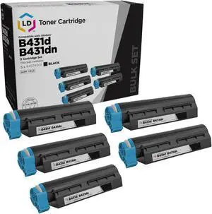 LD Products Compatible Toner Cartridge Replacement for Okidata 44574901 High Yield (Black, 5-Pack)