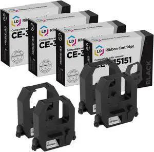 LD Products Compatible Printer Ribbon Cartridge Replacement for Amano CE-315151 (Black, 4-Pack)