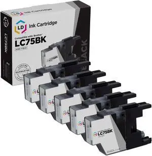 LD Products Compatible Ink Cartridge Replacement for Brother LC75BK High Yield (Black, 5-Pack)