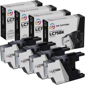 LD Products Compatible Ink Cartridge Replacement for Brother LC75BK High Yield (Black, 4-Pack)