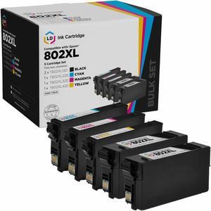 LD Products Remanufactured Replacement for Epson 802XL Ink Cartridges 802 T802XL T802 (2 T802XL120 Black 1 T802XL220 Cyan 1 T802XL320 Magenta 1 T802XL420 Yellow 5-Pack)