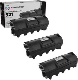 LD Products Compatible Toner Cartridge Replacements for Lexmark 521 (Black, 3-Pack)