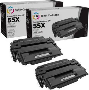 LD Products Compatible Replacements for HP 55X 55A CE255X CE255A Toner Cartridge for Laserjet P3015 P3015dn P3015x HP Laserjet Pro 500 MFP M521dn M521dw M521 M525 Toner Printer (HY Black, 2-Pack)