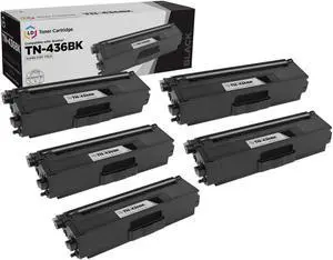 LD Products Compatible Toner Cartridge Replacements for Brother TN-436 TN436 TN436BK TN433 TN431 Super High Yield (Black, 5-Pack)