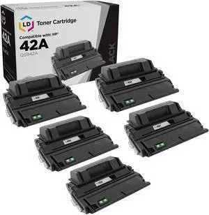 LD Products Replacement Toner Cartridge Compatible with HP 42A Q5942A (Black, 5-Pk)