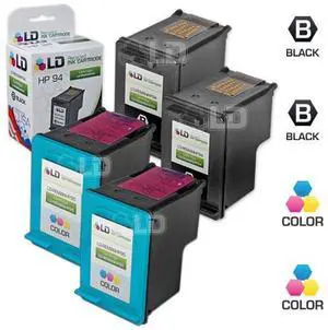 LD © Remanufactured Replacement Ink Cartridges for Hewlett Packard (HP) C8765WN (HP 94) Black and C8766WN (HP 95) Color (2 Black and 2 Color) LD © Remanufactured Replacement Ink Cartridges for Hewlett Packard (HP) C8765WN (HP 94) Black and C8766WN (HP 95) Color (2 Black and 2 Color)