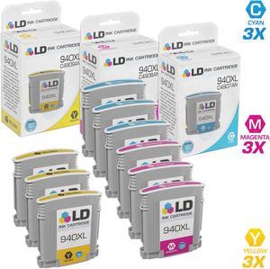 LD © Remanufactured Replacements for Hewlett Packard HP 940XL / HP 940 Set of 9 High Yield Inkjet Cartridges Includes: 3 C9407AN Cyan, 3 C9408AN Magenta, and 3 C9409AN Yellow