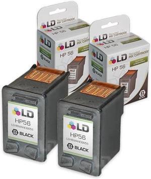 LD Products Remanufactured Ink Cartridge Replacement for HP 56 C6656AN (Black, 2-Pack) Compatible with Deskjet 450 450cbi 450ci 450wbt 5150 5150v 5150w 5151 5550 5550v