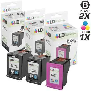 LD © Remanufactured Replacements for Hewlett Packard 62XL 3PK Ink Cartridges:2 C2P05AN Black,& 1 C2P07AN Color for ENVY 5640, 5642, 5643, 5644, 5646, 5660, 7640, 7645, OfficeJet 5740, 5742,& 5746 LD © Remanufactured Replacements for Hewlett Packard 62XL 3PK Ink Cartridges:2 C2P05AN Black,& 1 C2P07AN Color for ENVY 5640, 5642, 5643, 5644, 5646, 5660, 7640, 7645, OfficeJet 5740, 5742,& 5746