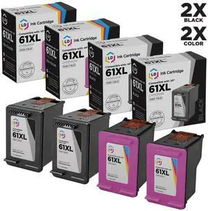 LD © Remanufactured Ink Cartridge Replacements for HP CH561WN (HP 61) Black and HP CH562WN (HP 61) Color (2 Black and 2 Color) LD © Remanufactured Ink Cartridge Replacements for HP CH561WN (HP 61) Black and HP CH562WN (HP 61) Color (2 Black and 2 Color)