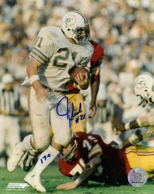 Jim Kiick signed Miami Dolphins 8x10 Photo #21 17-0 (blue sig)