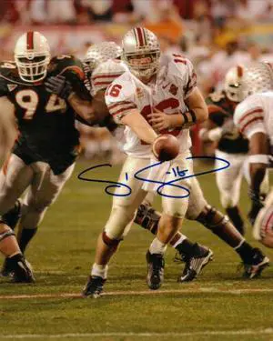 Craig Krenzel signed Ohio State Buckeyes Tostitos Fiesta Bowl 8x10 Photo #16 (MVP)