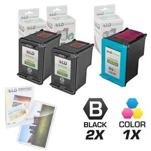 LD © Remanufactured Ink Cartridge Replacements for HP C9364WN (HP 98) Black and HP C8766WN (HP 95) Color (2 Black and 1 Color) + Free 20 Pack of Brand 4x6 Photo Paper LD © Remanufactured Ink Cartridge Replacements for HP C9364WN (HP 98) Black and HP C8766WN (HP 95) Color (2 Black and 1 Color) + Free 20 Pack of Brand 4x6 Photo Paper