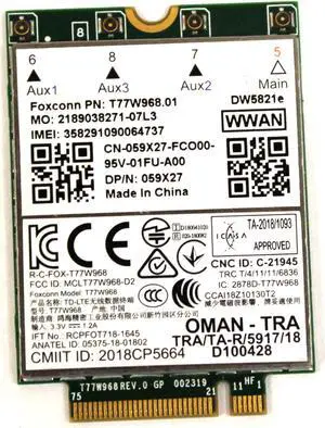 Dell DW5821e M.2 4G LTE Cat 16 WWAN Wireless Card 59X27