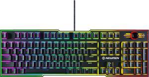Newmen GM711 Gaming Keyboard Full Size RGB Backlit Hot-Swappable Mechanical Keyboard with Multimedia Control 104-Key Wired PC Gaming Keyboard for Windows Mac(Red Switch)