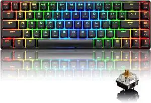 LexonElec Mechanical Gaming Keyboard 18 Chroma RGB Backlit Keyboard with Type C Brown Switches 68 Keys Anti-ghosting Wired Gaming Keyboard for PC/Mac Gamer, Typist, Tactile