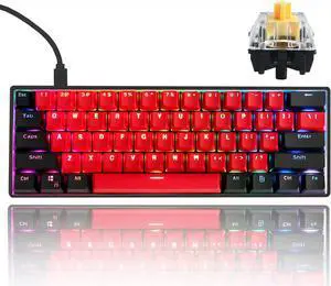 GTSP SK61 60% Mechanical Keyboard, Custom Hot Swappable 60 Percent Gaming Keyboard with RGB Backlit, NKRO, Water-Resistant, Type-C Cable for Win/PC/Mac (Gateron Optical Yellow, Milan)