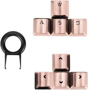 Fitlink FPS & MOBA Gaming Keycaps, Durable Stainless Steel Metal Keycap with Key Puller for Mechanical Keyboard Cherry Mx Switch (WASD+Direction Keys,Rose Gold)