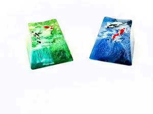 Handmade Koi Fish OEM R4 Resin Keycap Translucent Backlit Keycaps for Cherry MX RGB Switch Gaming Mechanical Keyboards DIY Replace (Blue)