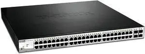 D-Link PoE+ Switch, 48 52 Port Smart Managed Layer 2+ Gigabit Ethernet with 4 Gigabit RJ45/SFP Combo Ports and 370W PoE Budget (DGS-1210-52MP)