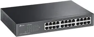 TP-Link 24 Port 10/100Mbps Fast Ethernet Switch, Plug & Play, Desktop/Rackmount, Sturdy Metal w/ Shielded Ports, Fanless, Unmanaged (TL-SF1024D),Black