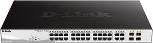 D-Link Poe+ Switch, 24 28 Port Smart Managed Layer 2+ Gigabit Ethernet with 4 Gigabit RJ45/SFP Combo Ports and 370W PoE Budget (DGS-1210-28MP)