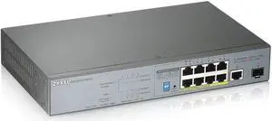 Zyxel 8-port Gigabit Unmanaged PoE+ Switch with 130 Watt Budget and 1 Gigabit Copper Port + 1 SFP, Long Range PoE Switch [GS1300-10HP]