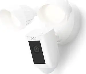 Floodlight Cam Wired Plus  Outdoor home or business security with motion-activated 1080p HD video and floodlights, (2021 release) White