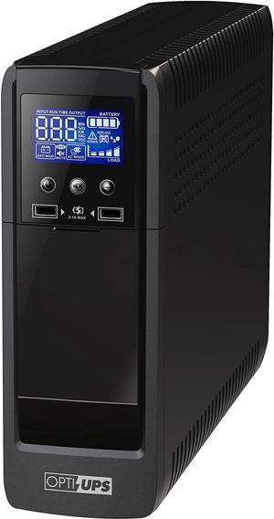 OPTI-UPS PS1500E Sinewave Line Interactive Uninterruptible Power Supply (1500VA/900W) UPS Battery Backup AVR Surge Protection 10-Outlets ( 5-Battery / 5-Surge )  works with Active PFC PC Power Supply