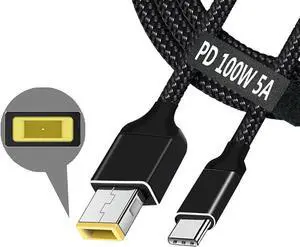 USB C to Slim Tip Laptop Charging Cable Adapter Male Type C to Square Converter 6.5ft 100W PD Power Charger Supply Extension Cord for Yoga Ideapad Legion T470s T470 T460s T450 T450s ThinkPad X1 Lenovo