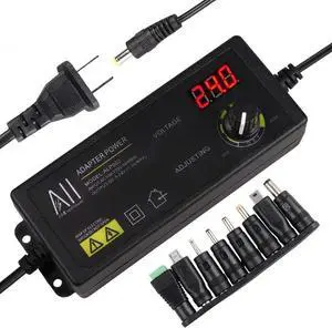 3V - 24V 1.5A 36W Universal Adjustable DC Power Supply Kit AC Adapter Speed Control Volt Display ON Off Switch with Variable 8 Plugs