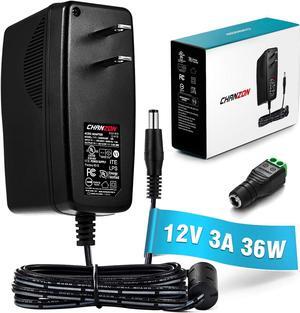 Chanzon 12V 3A 36W Power Supply AC DC Switching Adapter, 12 Volt 3 Amp AC/DC Wall Wart Converter Transformer, 100-240v 50 60HZ Input with 12vdc 3000ma Output