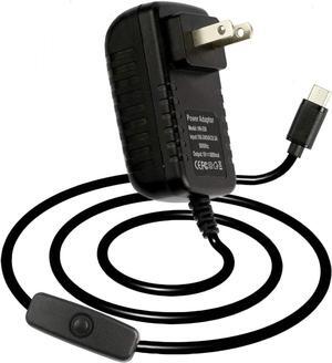 5V 3A USB Type C Power Supply Adapter with ON/Off Switch for Raspberry Pi 4 Model B (1G,2G,3G) - OEM
