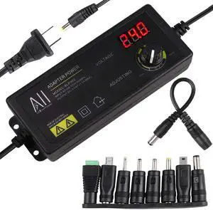 Universal 3V - 24V 1.5A 36W Adjustable DC Power Supply Adapter Speed Control Volt Display with Variable 8 Plugs and 1 Polarity Reverse Cable Cord - OEM