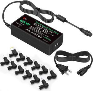 Tectra 65W Universal Laptop Charger AC Power Adapter for HP Dell Acer Asus Lenovo IBM Toshiba Compaq Samsung Sony Fujitsu Gateway Notebook Ultrabook 12 Tips Laptop Power Supply Cord