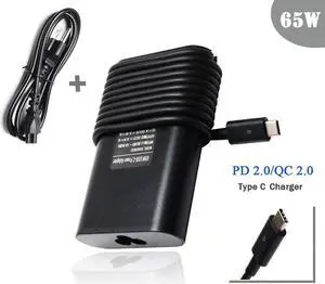 65W Type USB C Laptop Charger for Dell XPS 12 9250 13 9365 9370 9380,Latitude 7275 7370 5175 5285 5290-2in1 7390-2in1 Dell LA65NM170 2YKOF LA45NM150 0HDCY5 USB C AC Adapter Power Supply