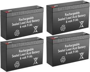 RBC34 Replacement 6V 9Ah UPS SLA Batteries Brand Equivalent (Rechargeable, High Rate) - Qty of 4