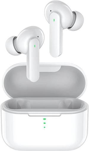 QCY T11 True Wireless Earbuds with 4 Mics Noise Cancelling, in-Ear Detection Headphones Bluetooth 5.1, Deep Bass, App Customize, Touch Control, Type-C, 35H Paytime Earphone for Workout (White)