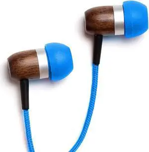 Symphonized GLXY Premium Genuine Wood in-Ear Noise-isolating Headphones with Mic and Nylon Cable (Blue)