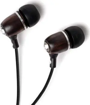 Symphonized Bling Premium Genuine Wood in-Ear Noise-isolating Headphones with Mic and Nylon Cable (Black)