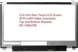 NUOLAISUN 11.6" LED LCD Screen Display Replacement (Non Touch) for ASUS Chromebook C201PA C202 C202SA C204MA C203XA C223 X205T VIVOBOOK E203MA W202NA N116BGE-EB2 Top and Bottom Brackets (30 Pin)