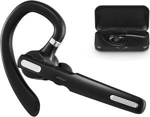 Bluetooth Headset Wireless Bluetooth Earpiece V5.0 8-10 Hours Talktime Stereo Noise Cancelling Mic Compatible for iPhone Android Cell Phones Driving/Business/Office (Black)