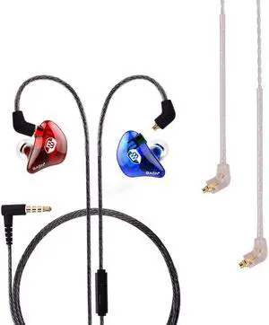 BASN Professional in Ear Monitor Headphones for Singers Drummers Musicians with MMCX Connector IEM Earphones (Lux Clear Red Blue)