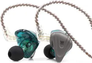 Linsoul KZ ZSX 5BA+1DD 6 Driver Hybrid in-Ear HiFi Earphones | with Zinc Alloy Faceplate, Recessed 2 Pin Detachable Cable for Audiophile Musician, w/, Mic, Cyan Linsoul KZ ZSX 5BA+1DD 6 Driver Hybrid in-Ear HiFi Earphones | with Zinc Alloy Faceplate, Recessed 2 Pin Detachable Cable for Audiophile Musician, w/, Mic, Cyan