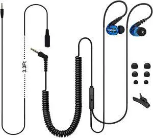 Joymiso 16Ft Extra Long Cord Earbuds Headphones for TV PC Laptop with Mic Volume Control Spring Coil Wire & Extension Cable 3.5mm Wired Over Ear in-Ear Computer Earphones for Kids Women Small Ears