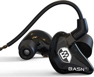 BASN Bsinger PRO in Ear Monitor Headphones for Musicians, Dynamic Driver Noise Isolating Earphones with 2 Detachable MMCX Cables (Black)