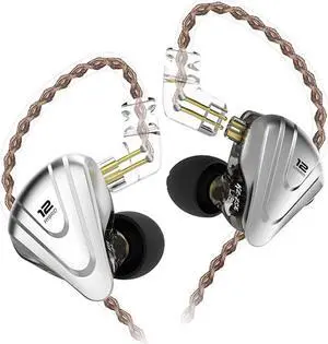 in-Ear Monitors,KZ ZSX 1DD+5BA Hybrid HiFi Stereo Noise Isolating Sport IEM Earphones/Earbuds/Headphones with Detachable Cable, Computer (Without MIC, Black)