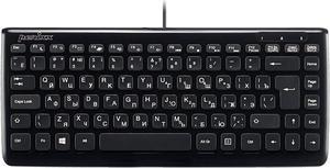 Perixx PERIBOARD-407B RU, Wired USB Mini Keyboard with 11 Hot Keys - Glossy Black - Russian Cyrillic Layout